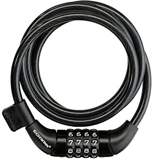 Schwinn - Lucchetto antifurto per bici, livello di sicurezza 1, lucchetto con combinazione, 1,2 m, nero, livello di sicurezza 1/lucchetto con combinazione