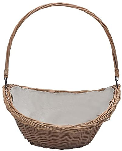 vidaXL Cesta para Leña con Asas Almacenaje Recipiente de Transporte Troncos Almacenamiento Cesto Soporte Colocar Guardar Sauce Marrón 57x46.5x52 cm