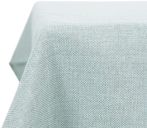 Deconovo Tischdecke Lotuseffekt Tischtuch Leinendecke Tischwäsche Eckig Wasserdicht 130x280 cm Minzgrün