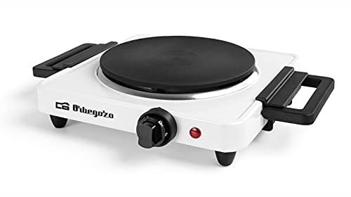 Orbegozo PE 2715, Hornillo eléctrico, 1500 W, termostato de intensidad regulable, protección contra sobrecalentamiento, 185 mm de diámetro, indicador luminoso, asas plegables, color blanco