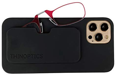 ThinOptics Slimline iPhone Case + Rectangular Reading, RED Glasses, 2.0X + 2, Red Glasses, 2.0x