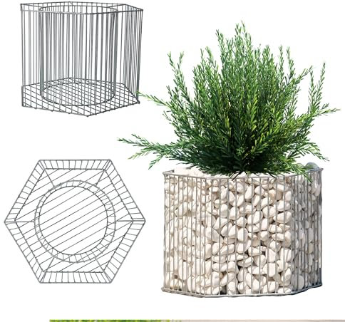 KADAX Corbeilles à gabions en acier galvanisé minimaliste, pot, gabion, pot solide, résistant aux intempéries, panier à plantes (45 x 32 cm)