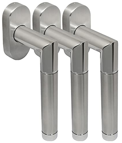 Edelstahl Fenstergriff Set 3 Stück FG Hit II Bicolor L-Form V2A Fensterbeschlag Rasterolive