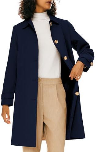 Orolay Femme Trench-Coat Coupe-vent Mi-Long Manteau avec Ceinture Marine M