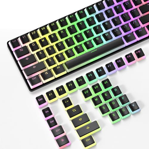 PBT Pudding Keycaps with Key Puller,108 Key Double Shot Keycaps Translucent Layer,OEM Profile,ANSI US Layout for 61/68/84/96/104/108 RGB Mechanical Keyboard,for DIY MX Cherry/Gateron/Kailh Switch