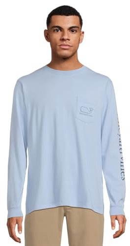 Vineyard Vines Men's Long Sleeve Vintage Whale Pocket T-Shirt, Jake Blue Wash, XS