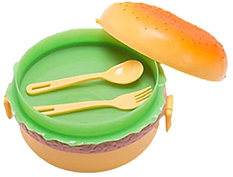 Lonchera de 3 niveles, bonita lonchera para hamburguesas, contenedor de alimentos, lonchera Bento de 3 niveles a prueba de fugas con tenedor y cuchara, materiales seguros para alimentos para niños y