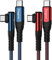 Fasgear USB C to USB C cable, 2 Pack 3m 60W Type C to Type C Right Angle 90 Degree, PD Fast Charging Charger Lead Compatible for Galaxy S22 S21 Mac-Book i-Pad Pro (10ft, Blue&Red)