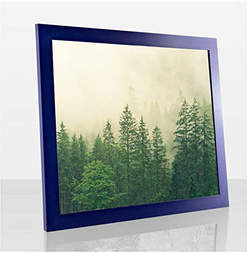 Monaldo Deluxe Bilderrahmen Posterrahmen 90 x 60 cm Dunkelblau Gewischt Wechselrahmen weisser Hintergrund Antireflex Kunstglas