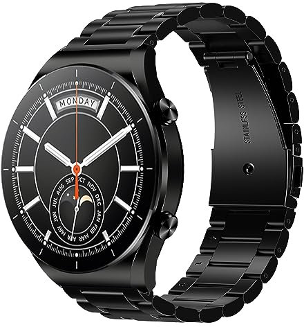 Hiseus Armband Kompatibel mit Xiaomi Watch S1/S1 Active/MI Sports/Color 22mm Edelstahl Ersatz (Schwarz)