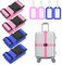 Flintronic 4 Stück Premium Gepäckgurt Koffergurt Kofferband Einstellbare rutschfest Gepäckband Lang kofferbänder Luggage Strap + 2 Stück Kofferanhänger Sicher Reisen für Koffer-Rosarot + Dunkelblau