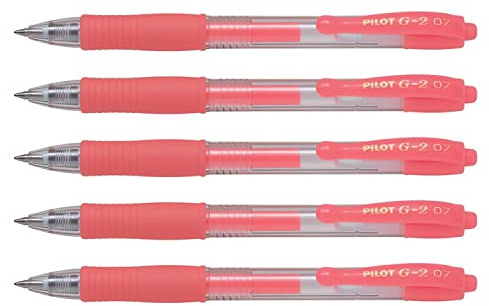 PILOT Gelschreiber, G2-07, mittlere Spitze, Neonfarben, Rot, 5 Stück