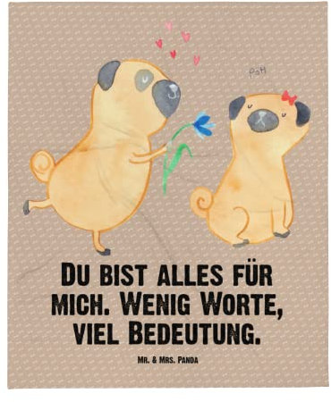 Mr. & Mrs. Panda Kuscheldecke Mops Verliebt - Geschenk, Hunderasse, Sofadecke, Liebesspruch. Verlobt, Wolldecke, Vierbeiner, Tierliebhaber, Geschenk