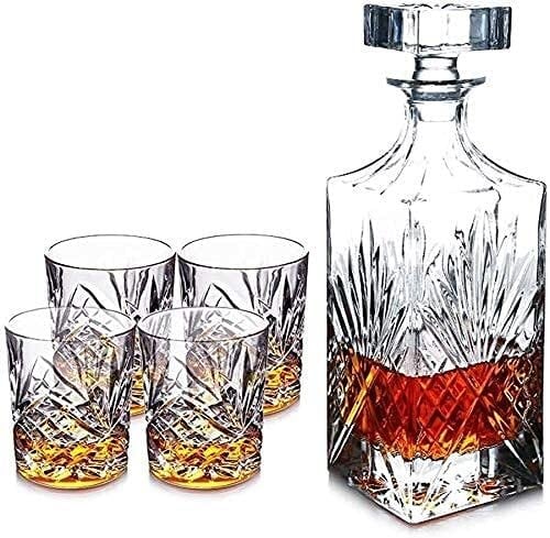 GImLY Whiskey Decanter Wine Decanter Whiskey Decanters,Set Of 4 Glasses And Gift Claret Jug Sets,Wine Set Sets Of 5 Decanter (Size : A)