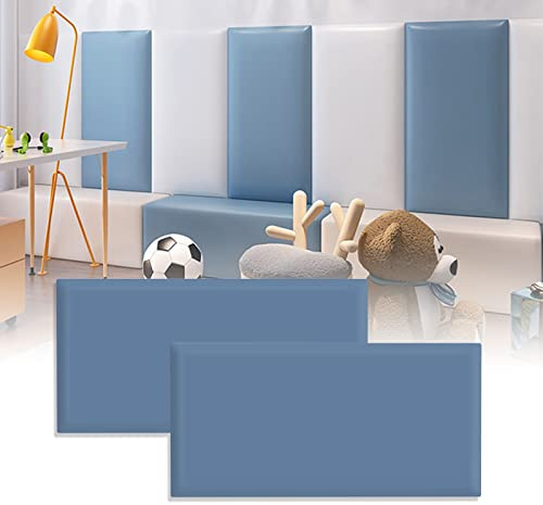 Windplusya 3D kids Anti-collision Wall Stickers, Thicken Tatami Nursery Wall Stickers, Peel and Stick Headboard, Upholstered Wall Panels for Bedroom Dojo Play Room (Dark blue, 2pack)