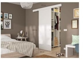 OPTIMUM - Weißes Schiebetür-Set + weiße Schiene + Leiste - H 204 x B 93 x T 4 cm