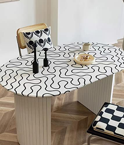 Ovale/rechteckige Stretch-Tischdecke, wasserdicht, Eck-Tischdecke, elastisch, Tischschutz, öldicht, für Küche, Esszimmer, Grillen, Picknick, Party