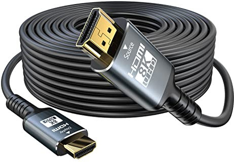 Eareyesail 8K HDMI Cable 25M, 48Gbps Fiber HDMI 2.1 Cable in-Wall CL3 Rated Support 8K@60HZ/4K@120Hz,eARC Dynamic HDR,HDCP 2.2/2.3,3D,VRR Compatible for PS5/PS4/X-Box/Roku TV/RTX3080/3090