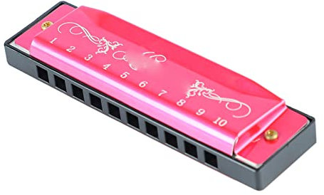 Harmonica, Harmonica Professionnel Standard 10 Trous avec 20 Morceaux pour Enfants et Débutants (Rose rouge)