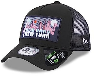New Era New York License Plate Black A-Frame Adjustable Trucker Cap - One-Size