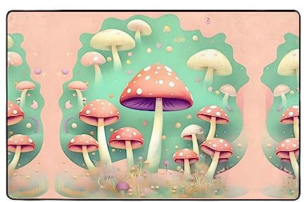 Yyhhaofa Dream Fußmatte aus Flanell, Pilzmuster, rutschfest, weich, feiner Flor, rutschfest, langlebig, geeignet für Wohnzimmer, 152,4 x 99,1 cm