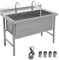 Lavello in Acciaio Inox Da Esterno Lavelli Da Cucina 1 Vasca Grande 60/80/100cm Lavandino Commerciale Professionale Lavello da Pranzo Mobile Lavatoio con Rubinetto Facile Da Montare Robusto E Stabile