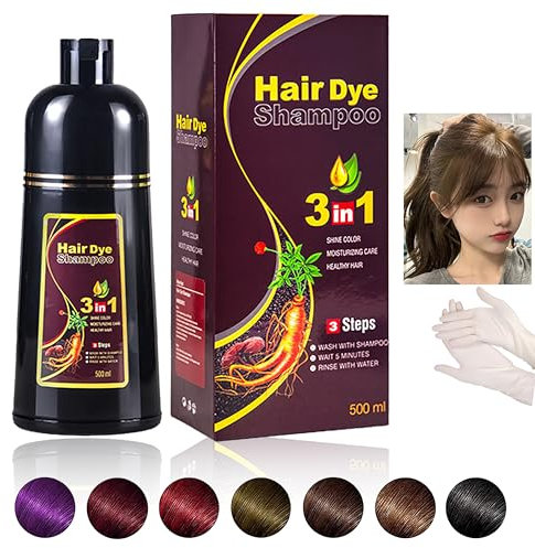 Instant Koffein Braun Hair Haarfärbemittel, Natural Hair Dye Shampoo, 500 ml, Natürliche schwarze Haarfarbe 3 in 1 für Männer & Frauen,Lang anhaltende schwarze Farben