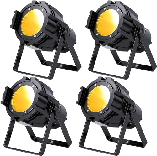 4er 80W COB LED Par Lichter Scheinwerfer, DMX Disco-Licht mit Kalt-/Warm weiß DJ-Bühnenblitzlicht mit integriertem Ventilator für Party, Kirche, Konzert, Hochzeit, Theater, Fotostudio, Weihnachten