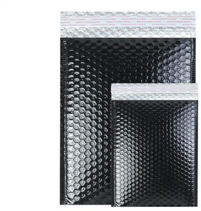 50 Stück goldene/lila/rote Luftpolstertaschen für Versandtaschen, Folienversand, gepolsterte, wasserdichte Verpackungsbeutel, verdickte Briefumschläge, Tasche, leuchtendes Schwarz, 18 x 23 cm, 50 Stü