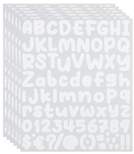 PATIKIL Letras y Números Adhesivos de Vinilo 6 Hojas de Pegatinas Autoadhesivas para Decoración de Buzón Ventana de Oficina Caja de Regalo Álbum de Recortes Color Blanco