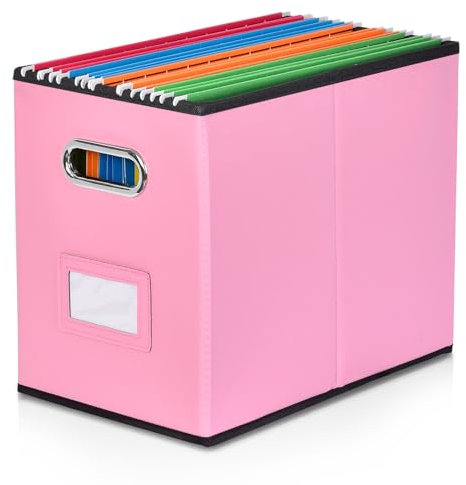 Umtiti A4-Size File Organizer Box(Folders not included. File Folder Storage, Durable Hanging Lidless File Box for Office/Decor/Home,Pink.XS