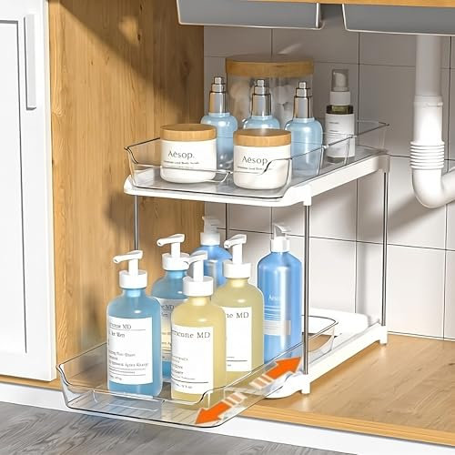 MS MANZARES Organizador Fregadero Debajo Fregadero. Organizador Productos Limpieza Organizador Bajo Fregadero para Almacenamiento Cocina Estantería Bajo Lavabo Estante Adicional Under Sink Organizer