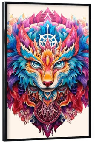 artboxONE Poster mit schwarzem Rahmen 90x60 cm Tiere Mandala - Mystisch - Avalon - Bild Mandala buddhistisch dekor