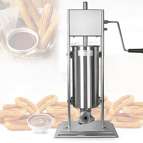 Commercial Churro Maker, 5L Stainless Steel Manual Spanish Donut Maker Machine, Cream Dispensers with 4pcs Nozzles for Home Restaurants Cafeterias Bakeries