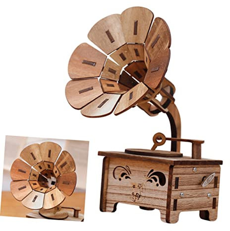 TOPBATHY Kasten Bauernhaus Musik Spielzeug Grammophon-figur Jubiläumsgeschenke Gehen Osterkörbchenfüller Leuchtend Zum Jubiläum Hölzern Scheinen Ornamente