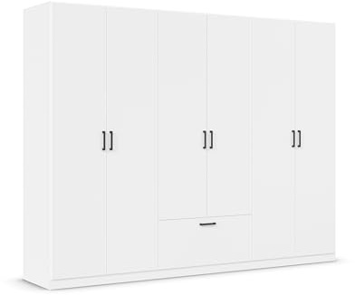 Rauch Möbel BARI, Kleiderschrank, Farbe Weiß, Breite 271 cm | Schrank, 6-türig, 1 Schublade, für Schlafzimmer, Kinderzimmer, Babyzimmer, Homeoffice, Garderobe, Flur