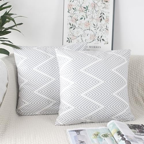 OYIMUA Kissenbezug 50x50 Grau 2er Set Samt Kissenbezüge Quadratisch Kissenhülle Modern Dekokissen Geometrisch Wurfkissenbezug Wohnzimmer Kissenhüllen Sofakissen Bezug Kuschelkissen Zierkissen