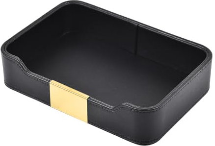 Lujosa Bandeja de Piel para Escritorio,Plateau de Rangement Cuir,Organizador Decorativo,Bandeja,para Joyas,Relojes,cosméticos,Llaves,teléfono,Cartera,Negro