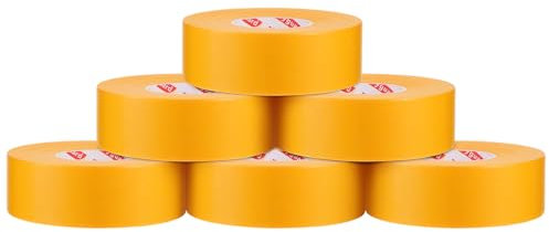 6 Rolle Goldband, 30mm x 50m Malerkrepp Kreppband Gold Abklebeband Maler Klebeband Malertape Hitzebeständig UV-Beständig für den Innenbereich und Außenbereich
