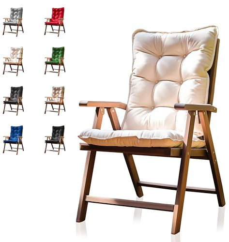 Lountex - Auflage Hochlehner - Hochwertiges Gartenstuhlkissen - Wasser- und Schmutzabweisende Ausrüstung - Dicke Polsterung - Langlebig | Beige