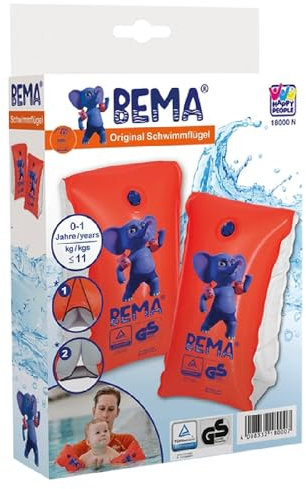 BEMA® Original Schwimmflügel, orange, Größe 0, bis 11 kg / 0-1 Jahre
