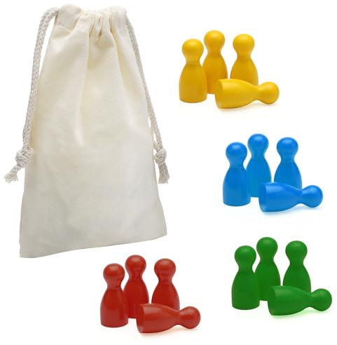 Spielfiguren aus Holz für Brettspiele 160 Stück Halmakegel und 16 Stück Würfel aus Holz Bunte Spielfiguren mit 1 Beutel Halmakegel 25x12 aus Holz Set Spielfiguren für Brettspiele