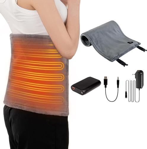 HOTHUGZ Heating Pad for Pain and Cramp Relief, Wireless Electric Heating Pad 12 x 24 Inch with Adjustable Straps, 15000mAh Battery, 3 Heat Settings, Auto Shut Off