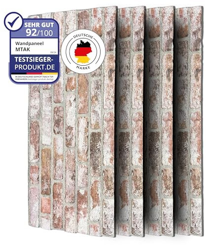 MTAK - Wandpaneele Steinoptik - Wandverkleidung Innen - 4 Stück - Wandverkleidung Außen, Wandverkleidung Steinoptik für Küche, Wohnzimmer | 3D Effekt | Steinoptik Styropor - Akustikpaneele (SWP-3)