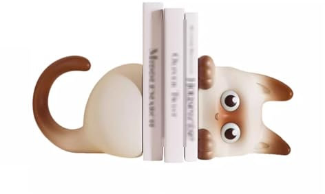 HGTYDV2 Niedliche Katzen-Buchstützen, dekorative Buchstützen mit guckender Katze, kreatives Kunstharz, einzigartige Tierstatue, Buchhalter-Stopper für Zuhause, Büro, Schreibtisch, Wohnzimmer