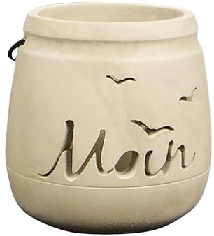 Beton Kerzen-Windlicht ┼ Der Neue DEKOTREND Beton ┼ Robustes Windlicht mit Metallbügel für Haus, Balkon, Terrasse und Garten (Moin)