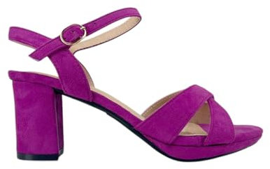 MODELISA - Sandalia Tacón Ancho De Punta Abierta Hebilla Tobillo Boda Evento Mujer (Buganvilla, Sistema tallas calzado EU, Adulto, Mujer, Números, mediano, 36)