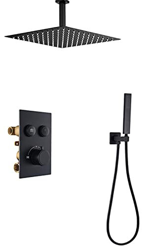 Paye de Douche Système de Douche de Pluie Noire dissimulée, Plafond monté en Laiton de Douche en Laiton ui