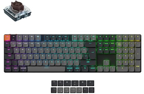 Keychron New K5 Full Size Ultra-Slim Wireless Bluetooth/Wired Mechanical Keyboard, RGB LED Backlight, Hot-swappable Low-Profle 2.0 Mechanical Brown Switch for Mac/Windows/Linux(Version 2) - UK Layout
