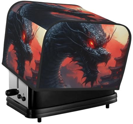 Dragon Black Toaster Cover Bread Machine Cover Fits For 4 Slice Toasters Anti-Sputtering Bread Cover Washable Bread Maker Cover Dust Cover
